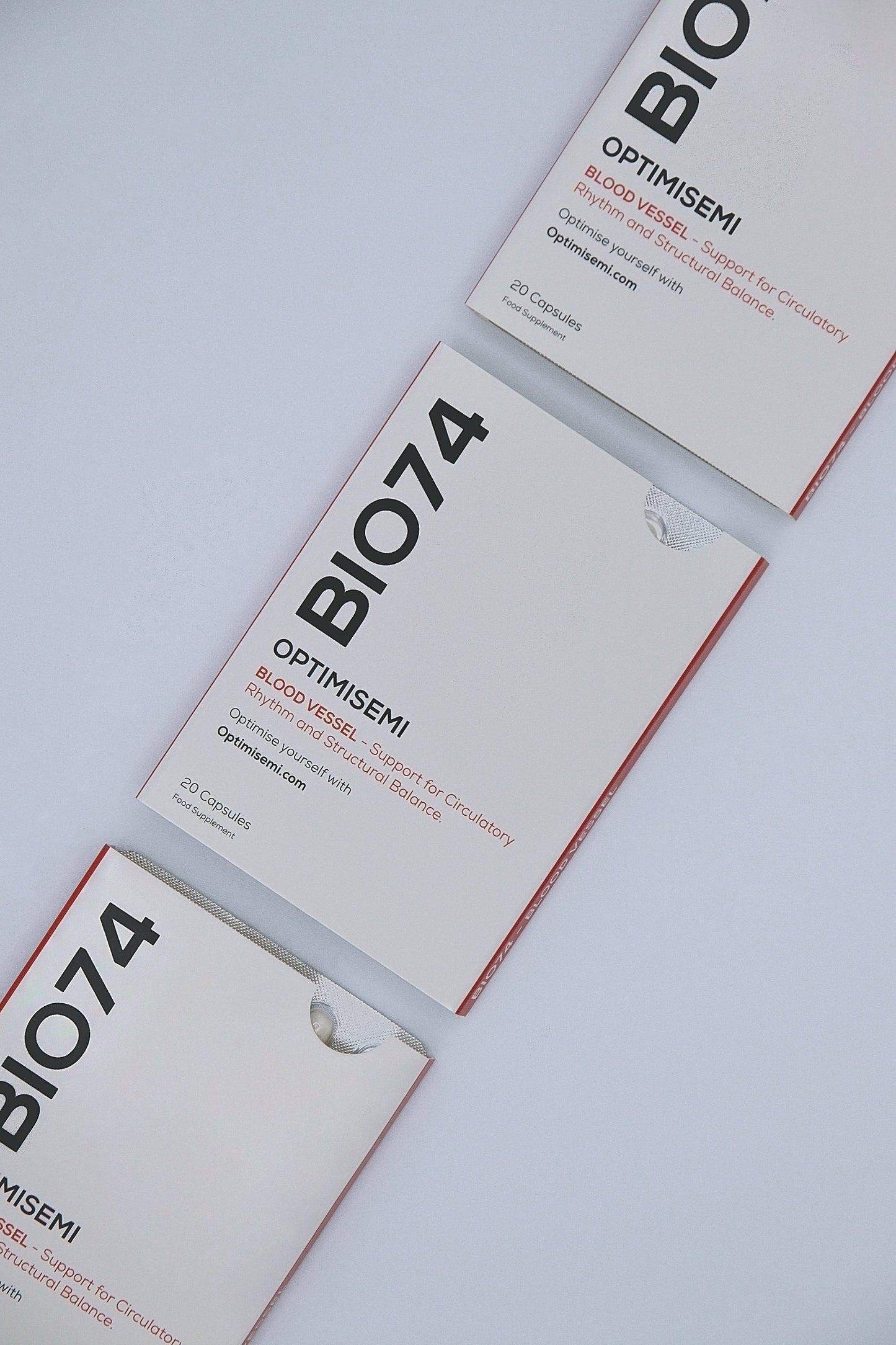 BIO74 OPTIMISEMI is a dietary supplement that aims to support blood vessel function and maintain circulatory rhythm and structural balance.