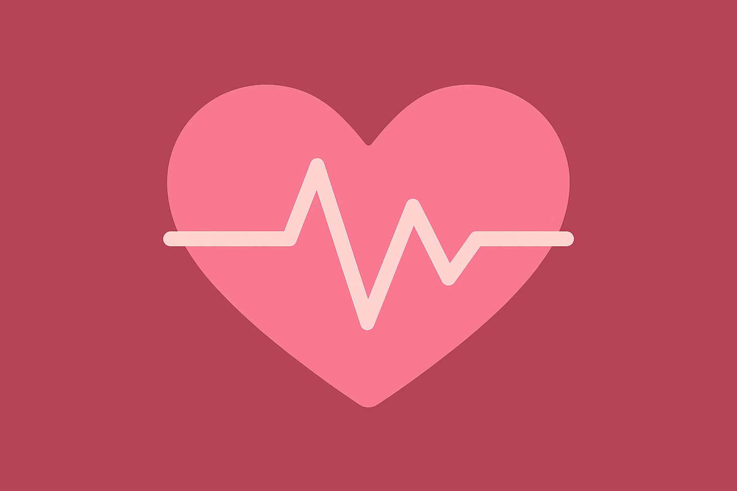 Heart shape with a pulse line on a pink background