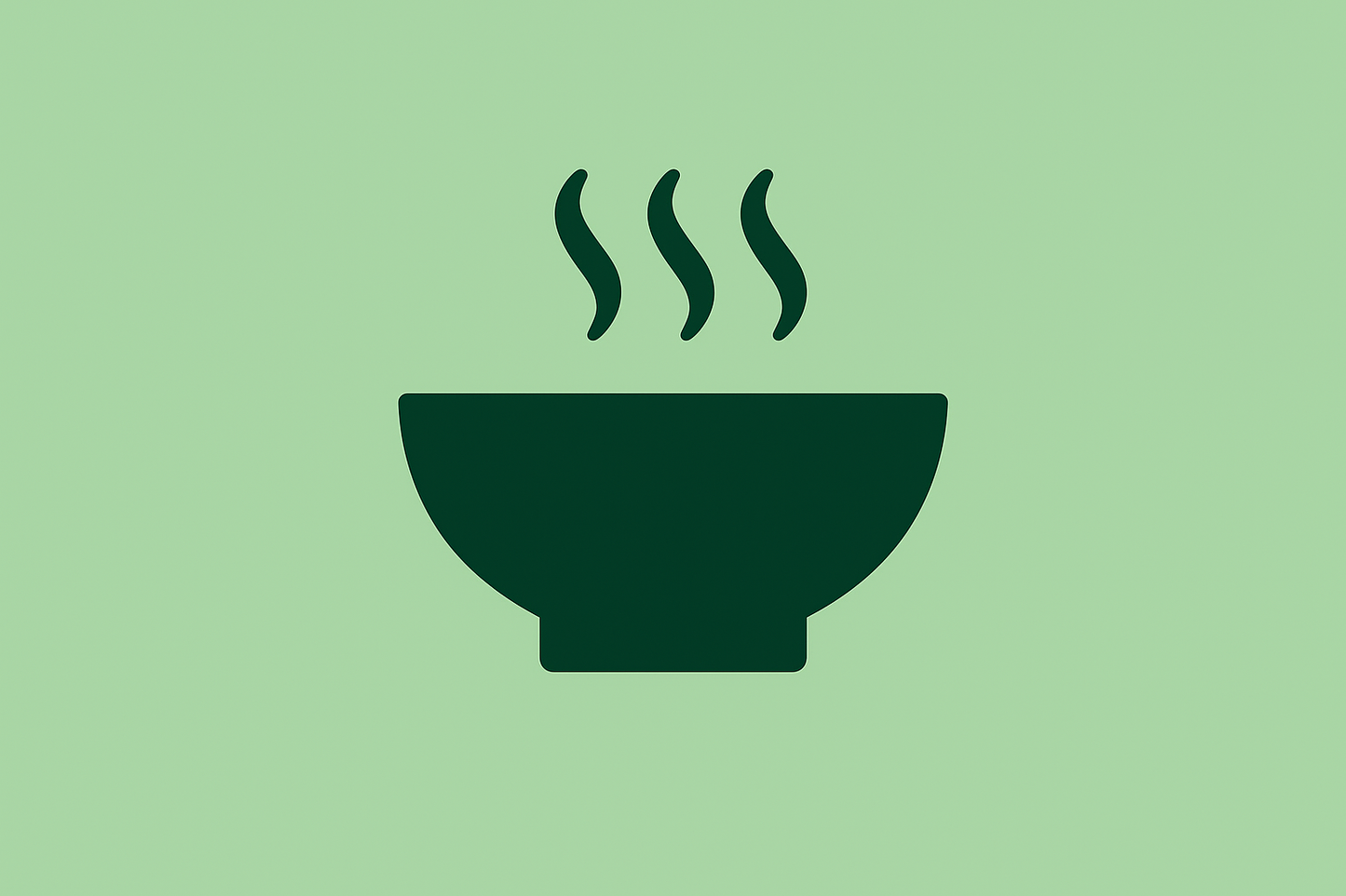 Icon of a steaming bowl on a green background
