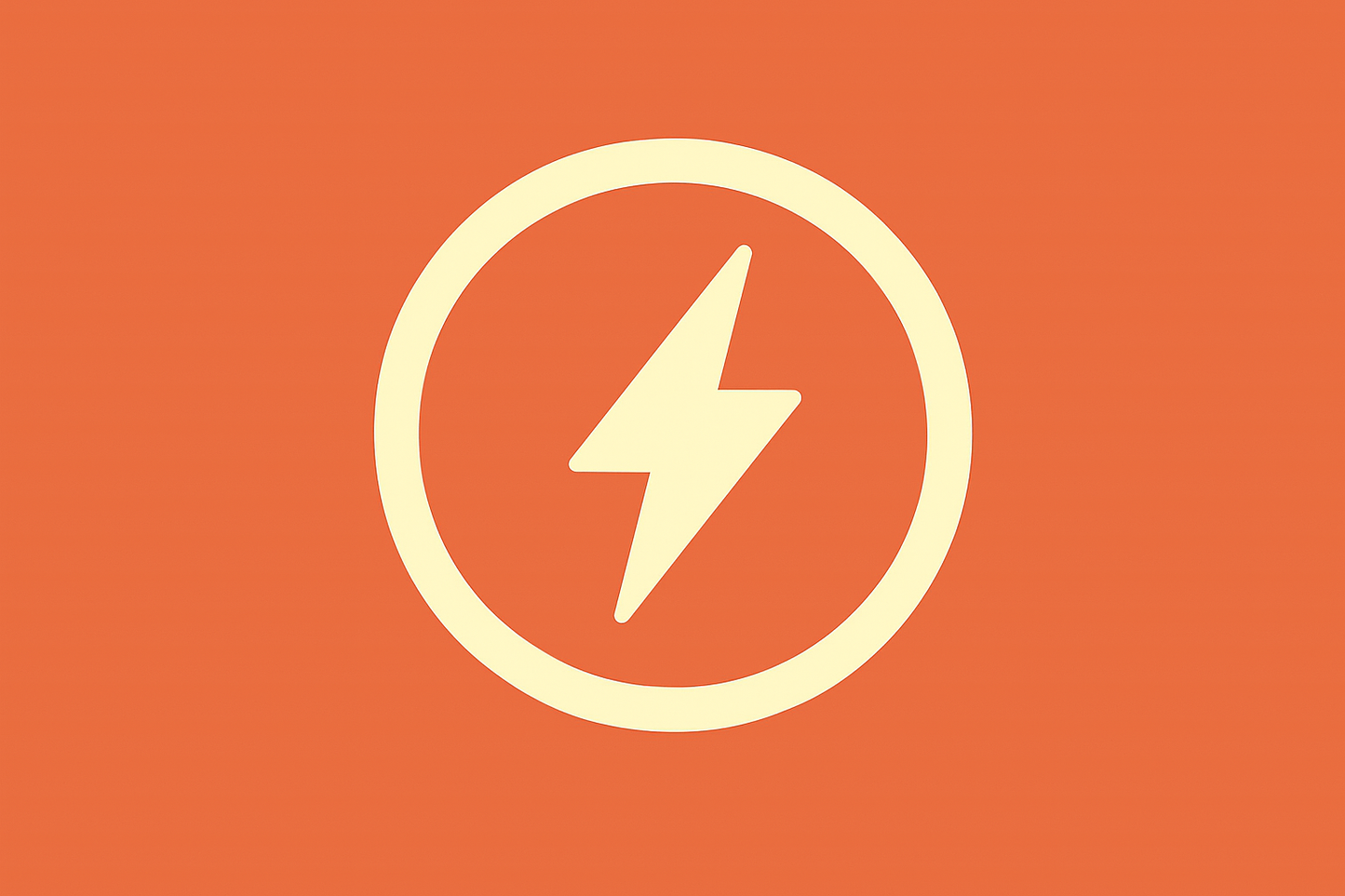 Lightning bolt symbol in a circle on an orange background