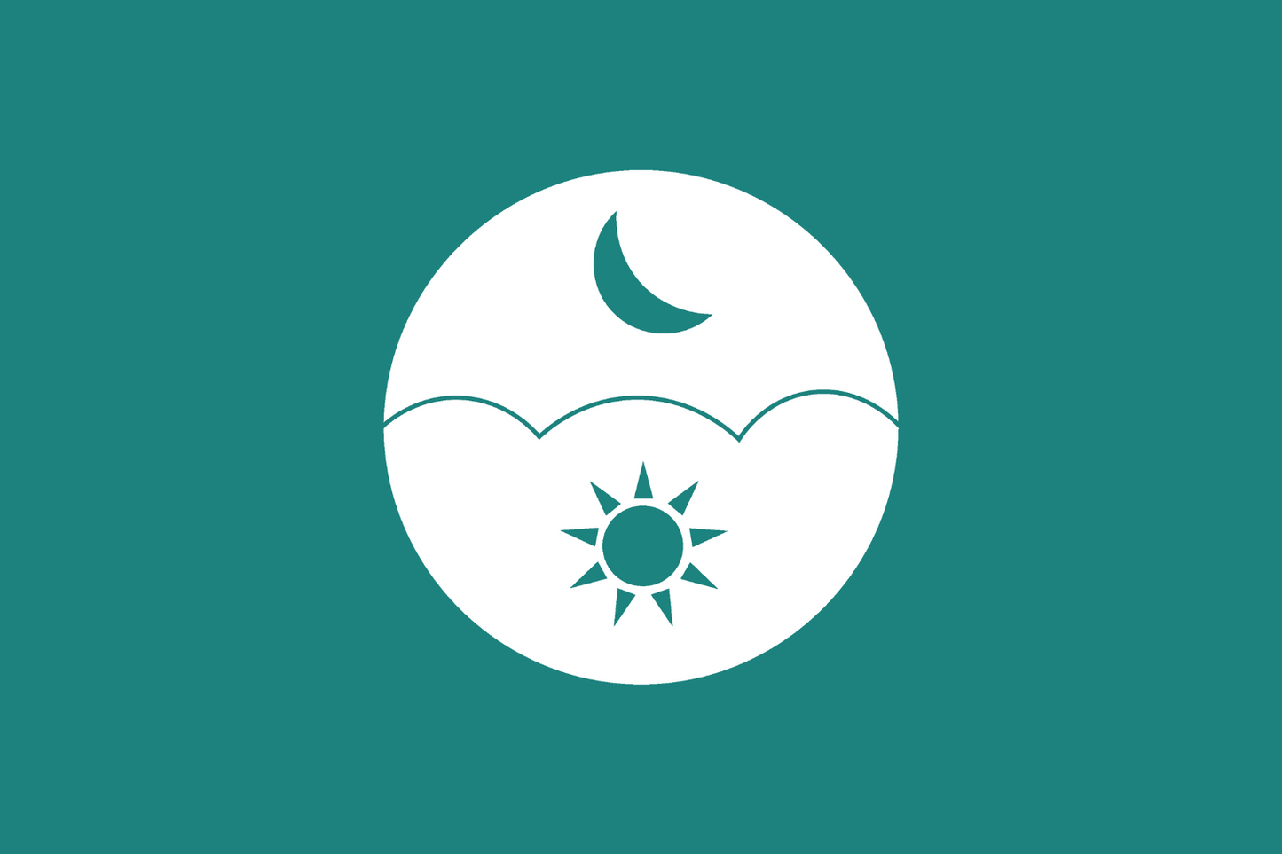 Icon with a sun and moon on a teal background