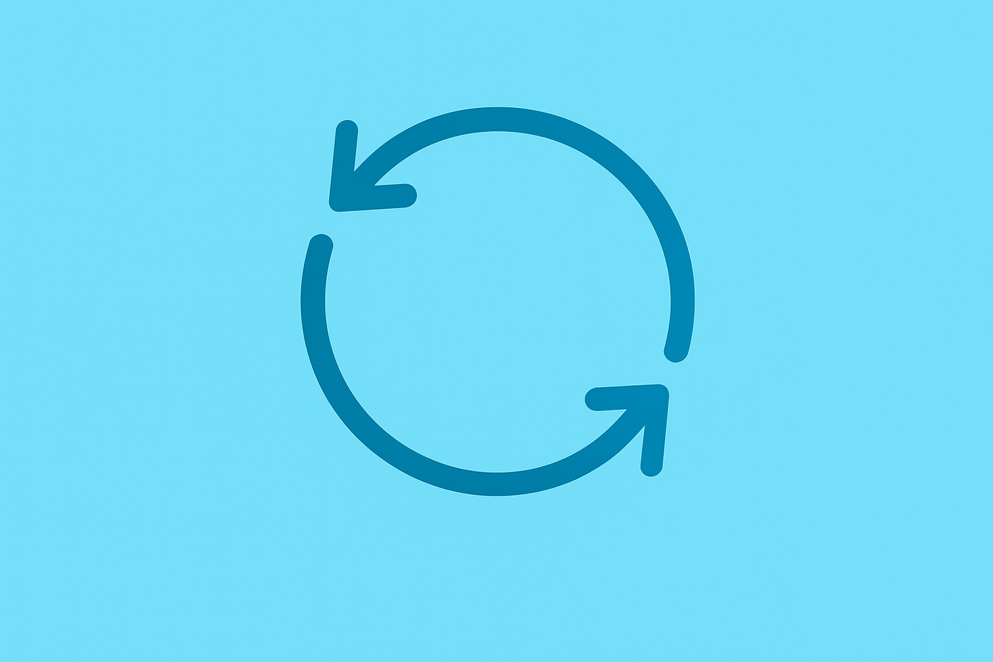 Two blue arrows forming a circular loop on a light blue background