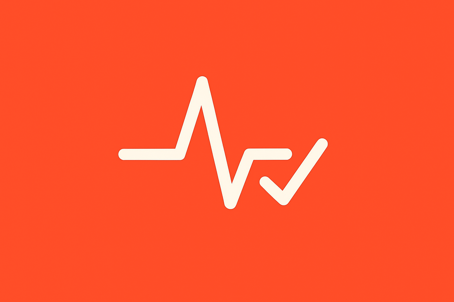 White heart rate monitor line icon on an orange background
