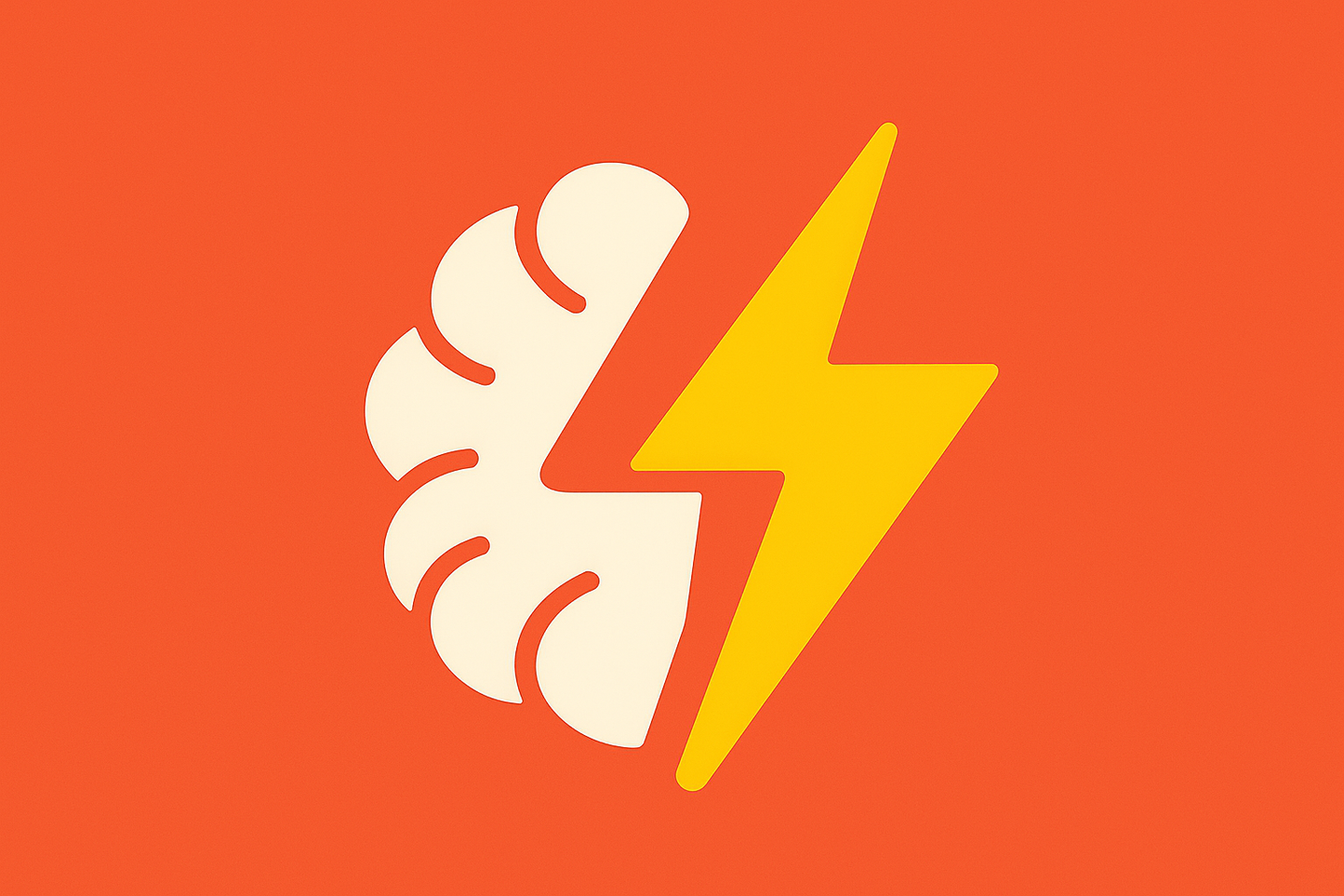White leaf and yellow lightning bolt on an orange background