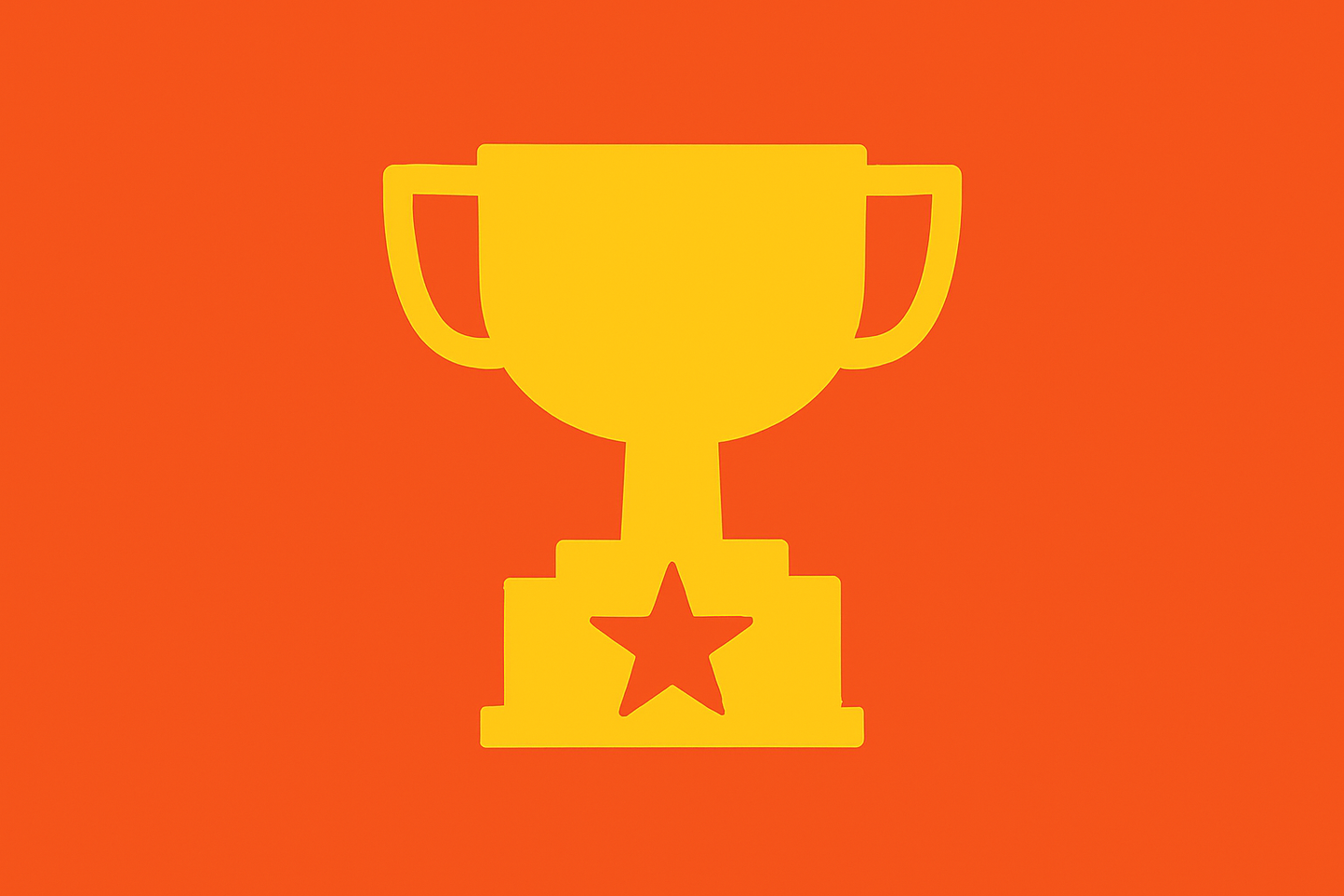 Yellow trophy with a red star on an orange background